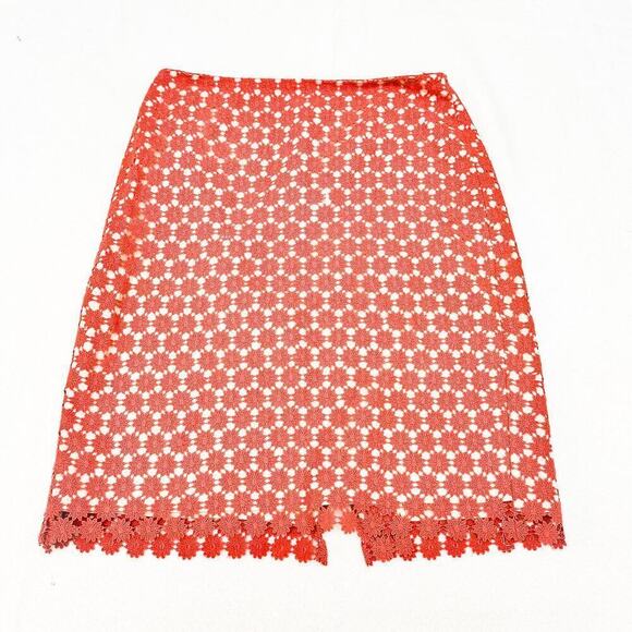 Talbots Flower Embroidered Overlay Pencil Skirt Pink Size 14 MINT - Picture 1 of 5